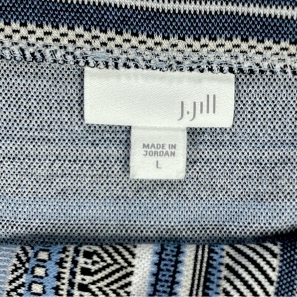 J. Jill Skirt Womens L Blue Ivory Aztec Striped Mountain Breeze Faux Wrap Mini - Picture 7 of 8